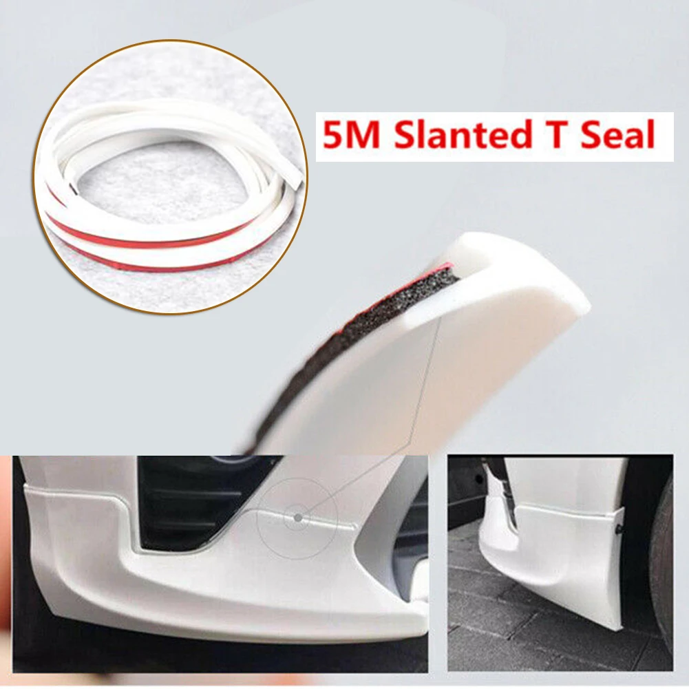 5M Universal Car T-Type Sealing Strip Edge Trim Bumper Lip Side Skirt Rubber Sealants White Accessories For BMW Golf