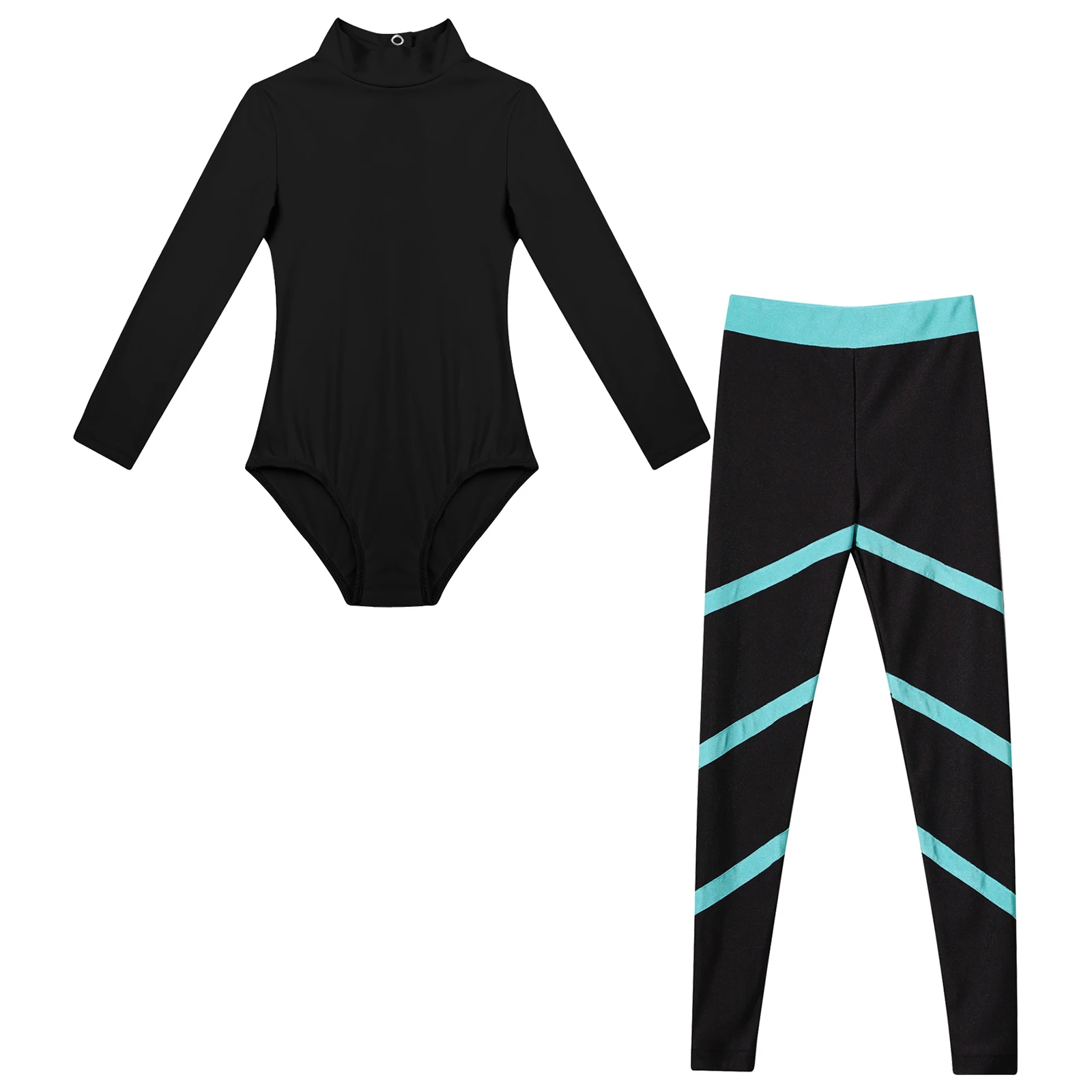 Kinder Mädchen Mock Neck Ballett Tanz Outfit Langarm Trikot mit schmalen Hosen für Tanz training Skating Gymnastik Overalls