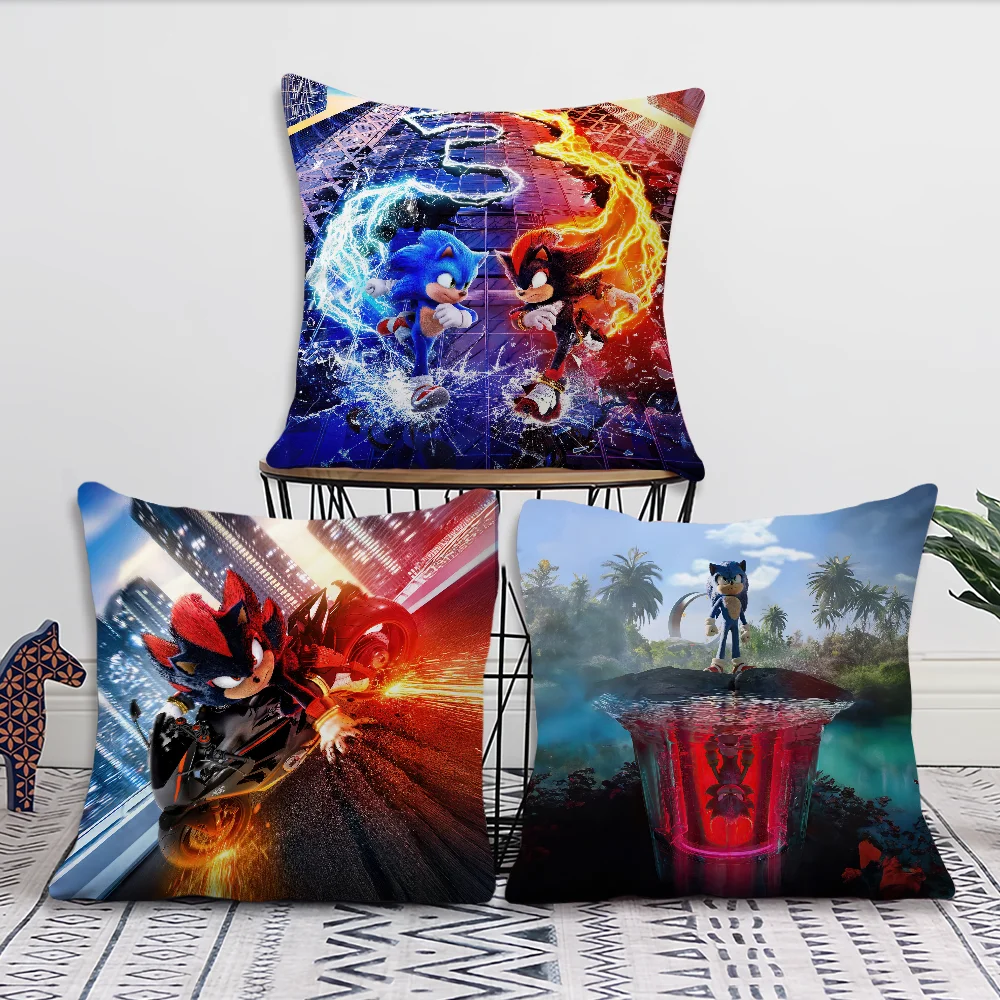 Comfortable Soft S-SONIC 3 Pillow Movie Case For Sofa Living Room Home Office Decor Protective Hedgehog Covers