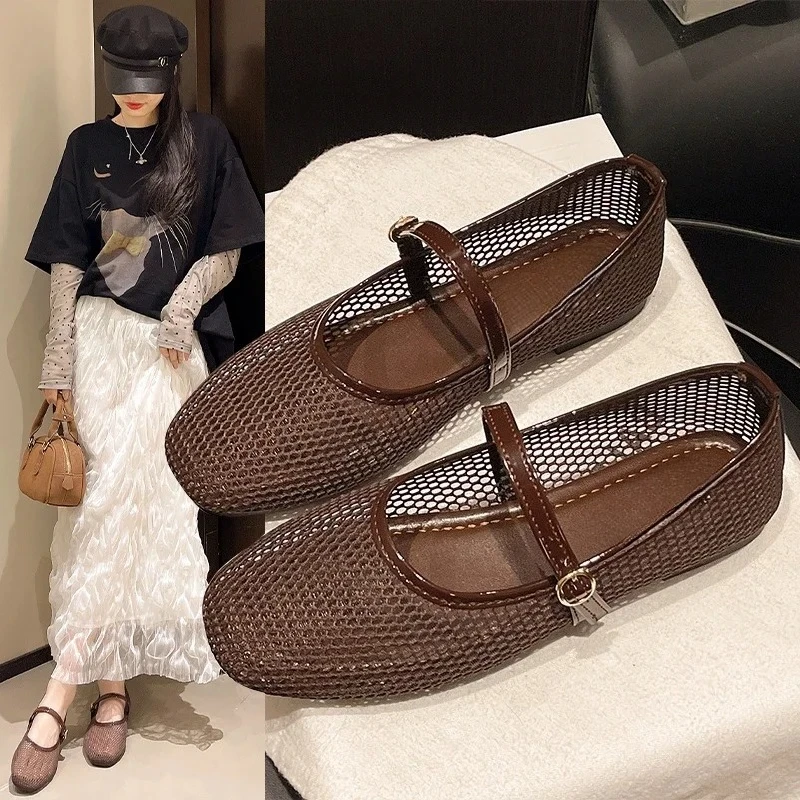 New Retro Mary Jane Women's Single Shoes Classic Design Shallow Square Toe Breathable Comfortable Versatile Style