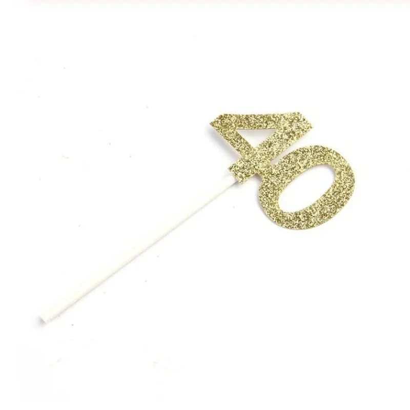 12Pcs Gold Glitter Number 30 40 50 60 70 Cupcake Toppers for 30th 40th 50th 60th 70th Birthday Anniversary Party Cake Decoration