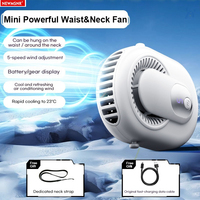 NEW Mini Powerful Portable Waist Fan 3200mAh Clip On Personal Neck Fan LED Display 5 Speeds 14500RPM Strong Airflow with Lanyard