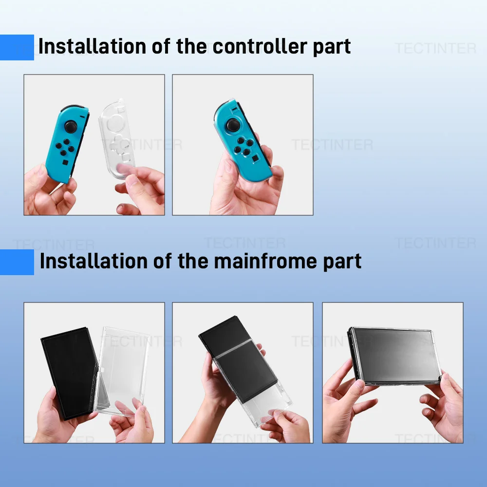 Transparente TPU-Schutzhülle für Nintendo Switch OLED-Konsole, Schutzgehäuse, geteilte Hülle für NS Switch Zubehör – Detail 7