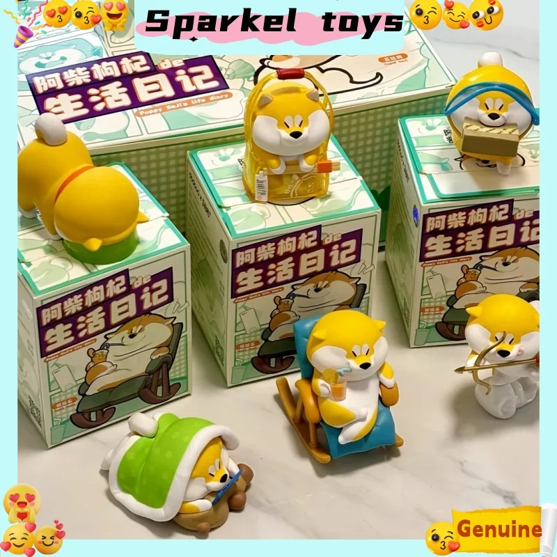 本物の柴犬ライフダイアリーシリーズブラインドボックスコレクションモデルかわいいアニメフィギュア人形ミステリーボックス装飾サプライズギフトおもちゃ