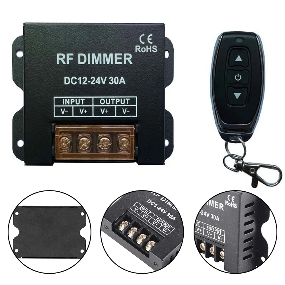 LED Dimmer RF Wireless Remote Control Dimmer For DC 12-24V 30A Light Strip Dimmer LED Dimmer Utilizes PWM Digital Dimming