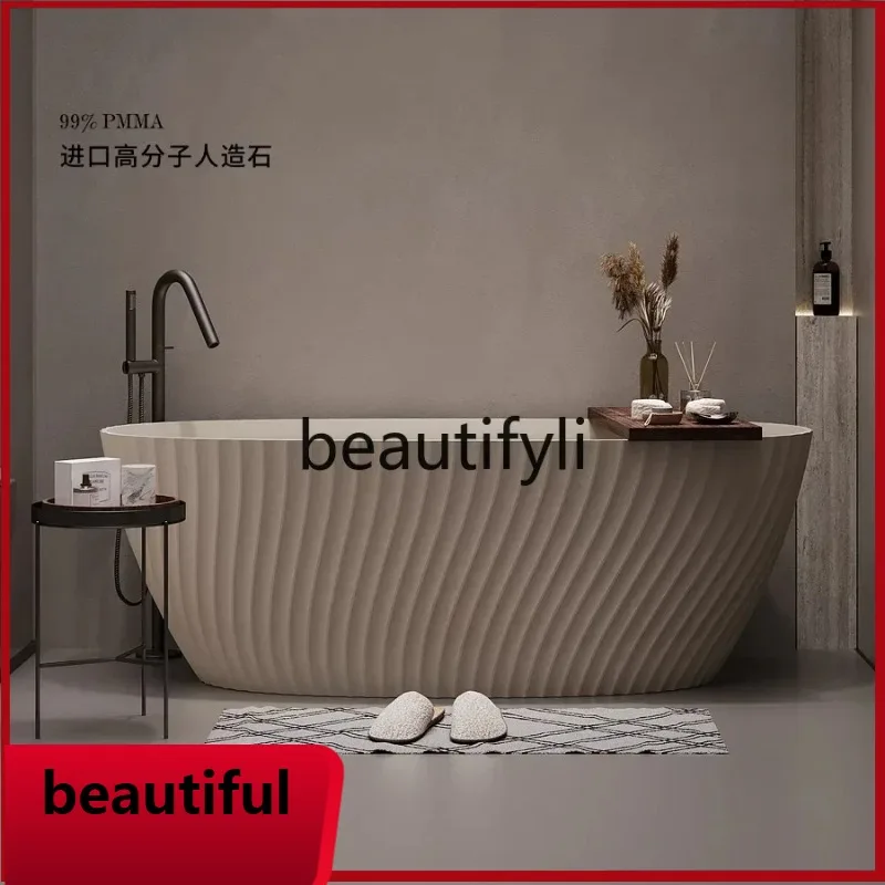 

F356 Free-standing Home Bathtub Homestay Double Pure PMMA Artificial Stone Art Bathtub