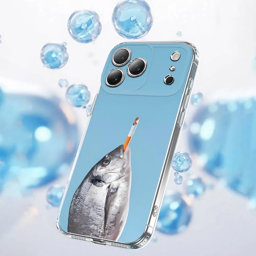 حافظة هاتف السردين المضحكة لهاتف آيفون 17,16,15,14,13,12,11,Plus,Pro,Max,Plus,E,Air,غطاء شفاف صغير