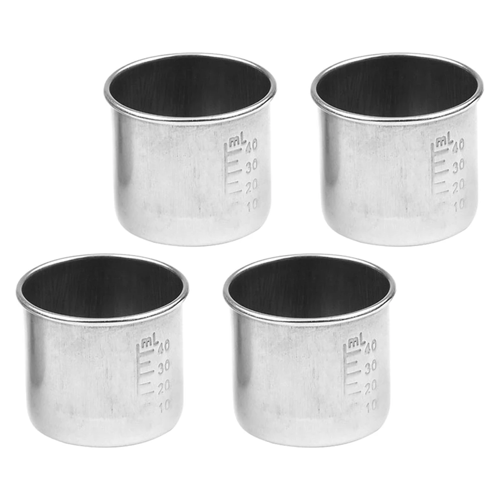 

4 Pcs Stainless Steel Medicine Cups 304 Grade Measuring Liquid Graduated Cup Heatproof Thickened Pills Container Lab Use