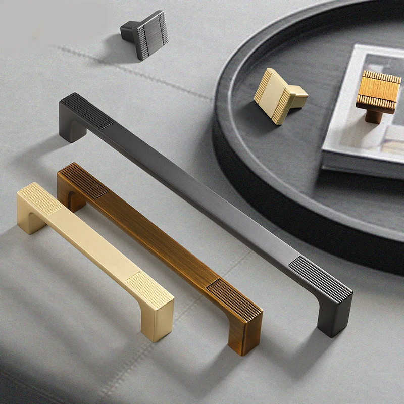 AOBT Chinese Furniture Handles Modern Cupboard Dressers Brass Gold Cabinet Door Handles Closet Drawer Knobs Kitchen Hardware