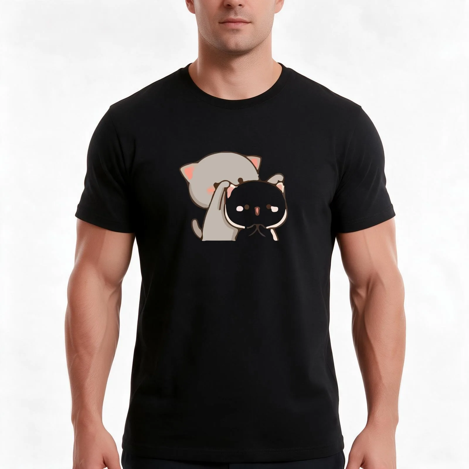 Peach And Goma T-Shirt, Summer Casual Cotton Tee, Oversized Streetwear Tops, Vintage Graphic Print, Loose Fit Short Sleeve