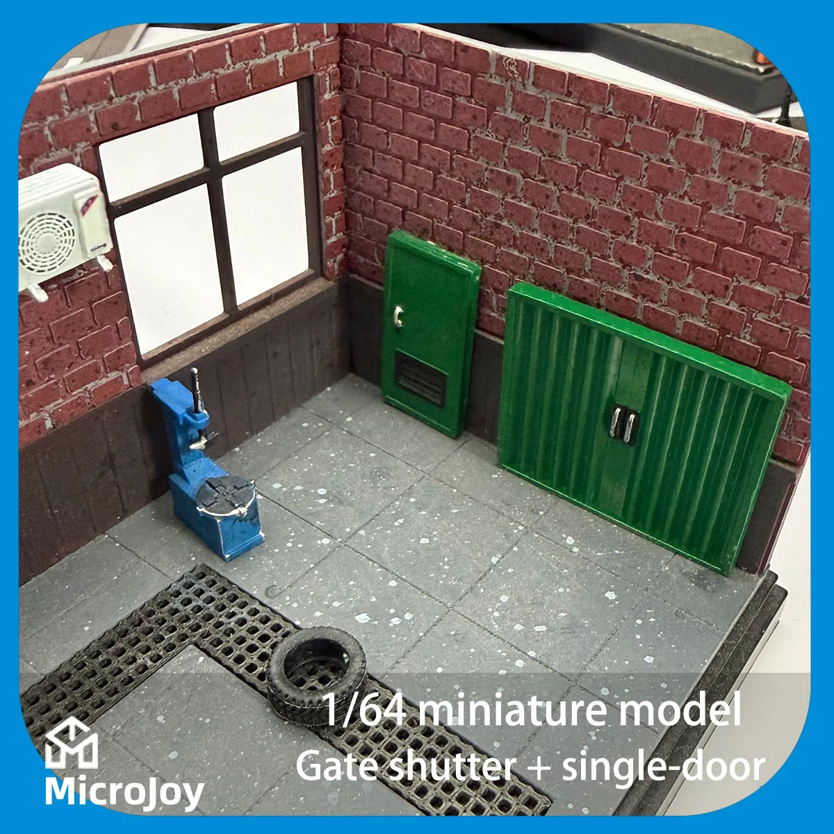 Detailed scene 1:64 scale miniature scene, shutter iron door model, single-door model, micro-landscape decoration, indoor sand table decoration