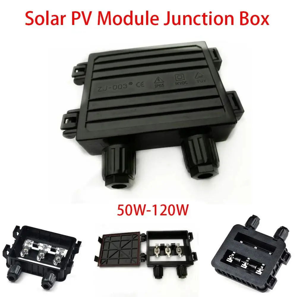 

1 шт., 50 Вт-120 Вт, 6A, солнечная распределительная коробка, инструмент для электрического тестирования, черная коробка для фотоэлектрического модуля, IP65, водонепроницаемая для солнечной панели 6,5 А
