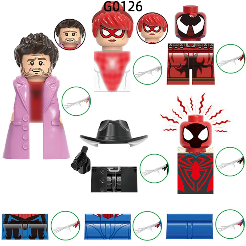 The Peter Scarlet Spider Parker Man Noir Model Blocks MOC Bricks Set Gifts Toys For Children G0126