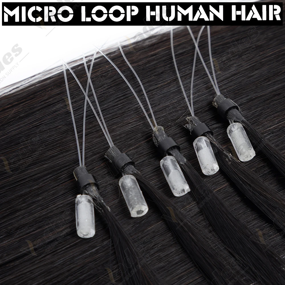 

50 прядей микропротяжек из натуральных волос с микро-петлями, предварительно смонтированные, пригодные для микроволновой фиксации, подходят для женщин с редкими и тонкими волосами