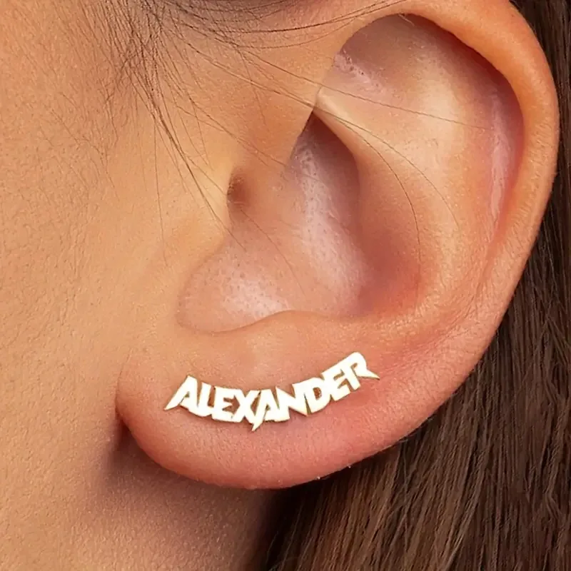 

Custom Punk Name Stud Earrings For Women Stainless Steel Customized Earring Female Personalized Ear Jewelry Birthday Gift