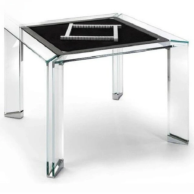 Итальянский минималистичный стол для маджонга из хрустального стекла, прозрачная квадратная машина для маджонга в клубном отеле