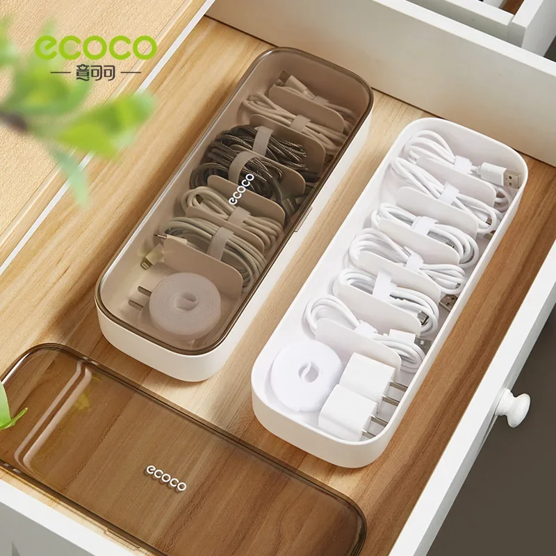 

Data cable storage box with cover cable organizer, power charging cable organizer collection hub charger box