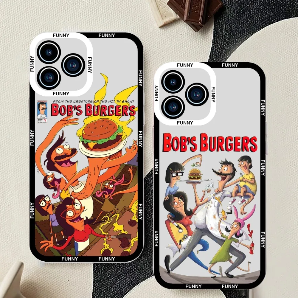 Cartoon B-Bob's Funny B-Burgers Phone Case For Samsung Galaxy S23 S22 S21 S20 S10 Plus lite Ultra Transparent Shell