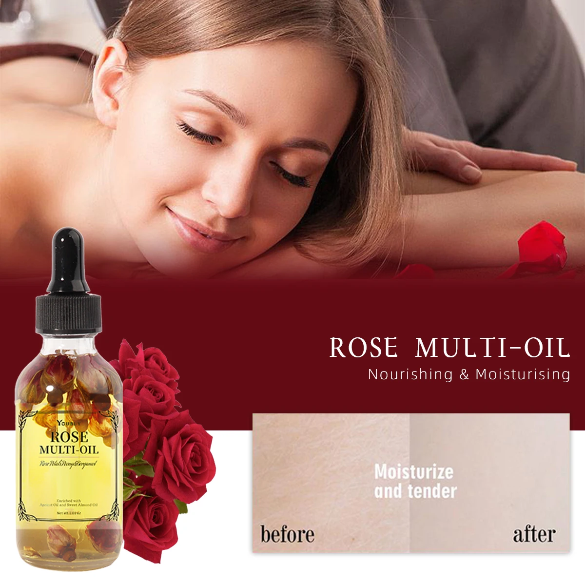 

YOUBUY Rose Essential Oil Body Skin Oil Bright skin color Moisturizing and firming