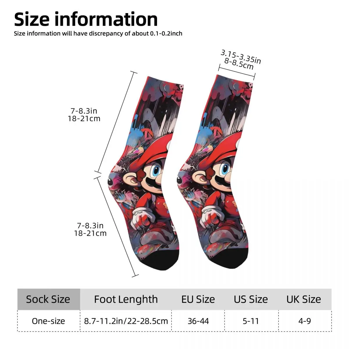 3D Cartoon M-Mario-Bros Print Stockings Custom Fashion Socks Autumn Anti Sweat Socks Couple Skateboard Quality Socks