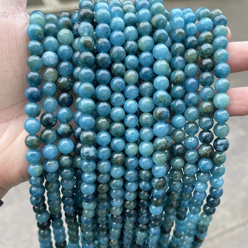 Hot Selling 6 8 10mm Dyed Apatite Color Chalcedony Round Loose Spacer Bead For Jewelry Making Diy Necklace Bracelet Accessory