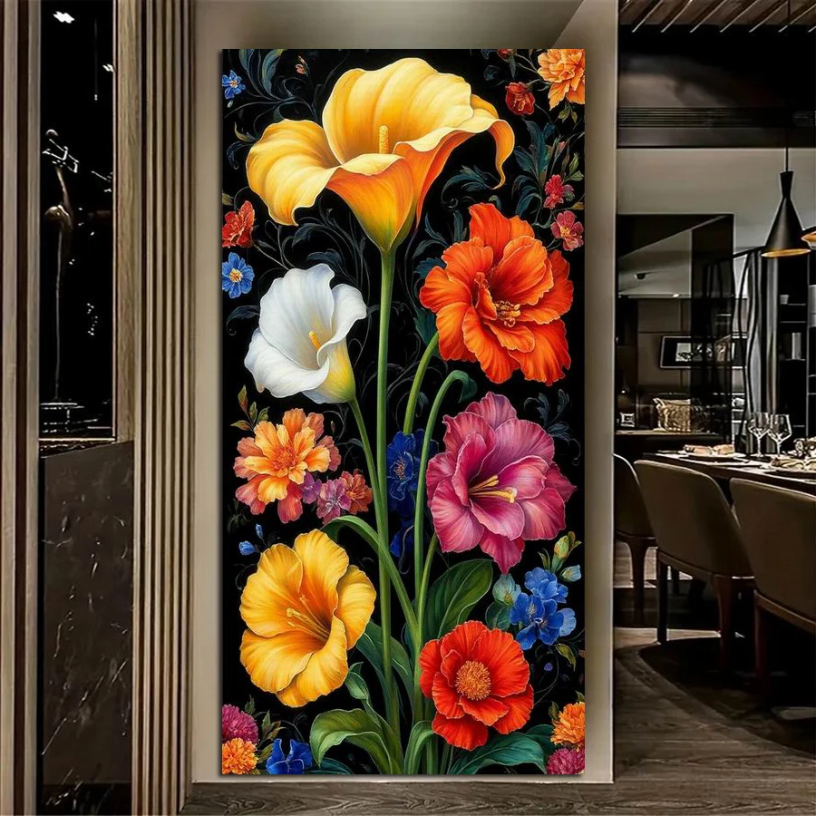 

Fullcang Colorful Flowers Large Size Diy Diamond Arts Painting Full Square Round Drill Mosaic Embroidery Picture Wall Decor