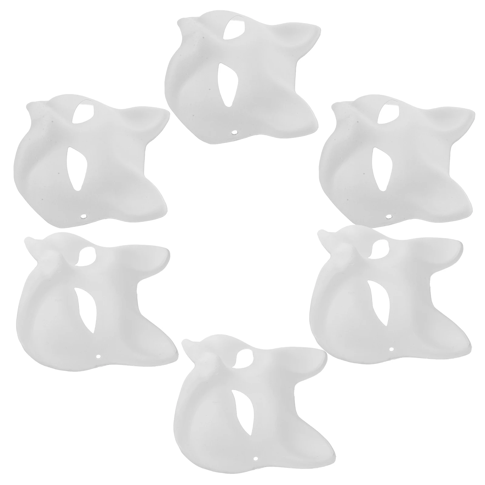 

6pcs Colorable Blank Animal Face Masks for Halloween Costume Party White Paper Pulp Unpainted Wolf Masks