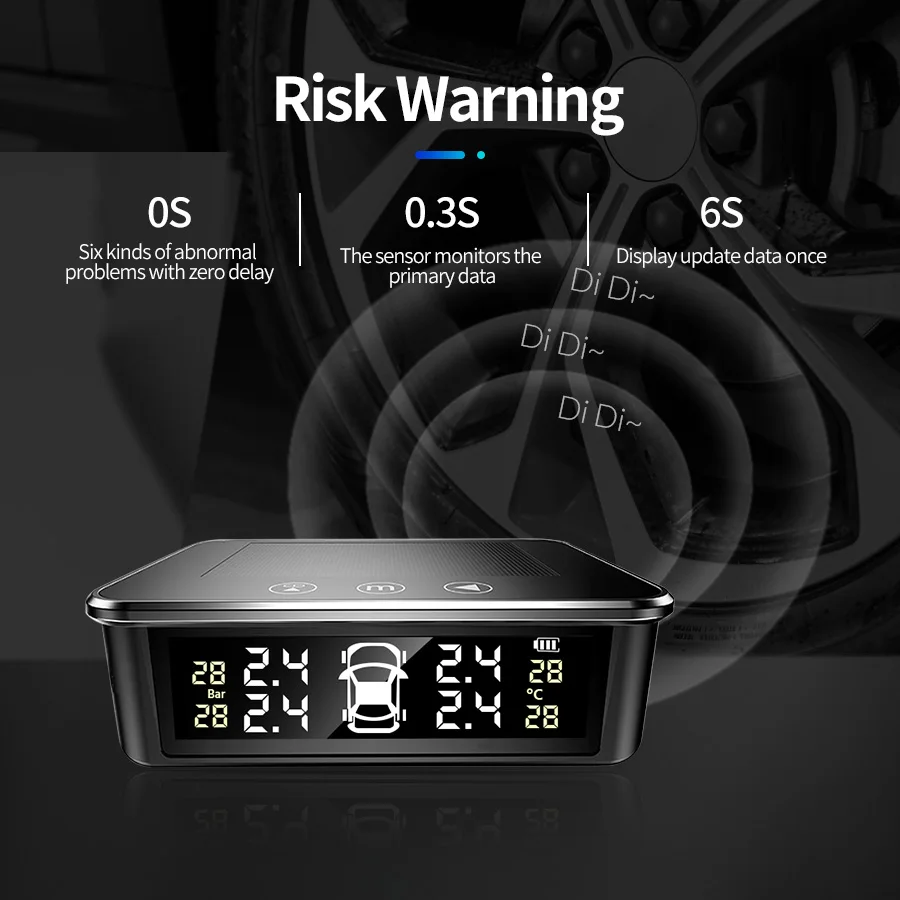 E-ACE K13 Solar Power TPMS Automotive General Tire Pressure Alarm System tire pressure monitoring system Tire pressure sensors