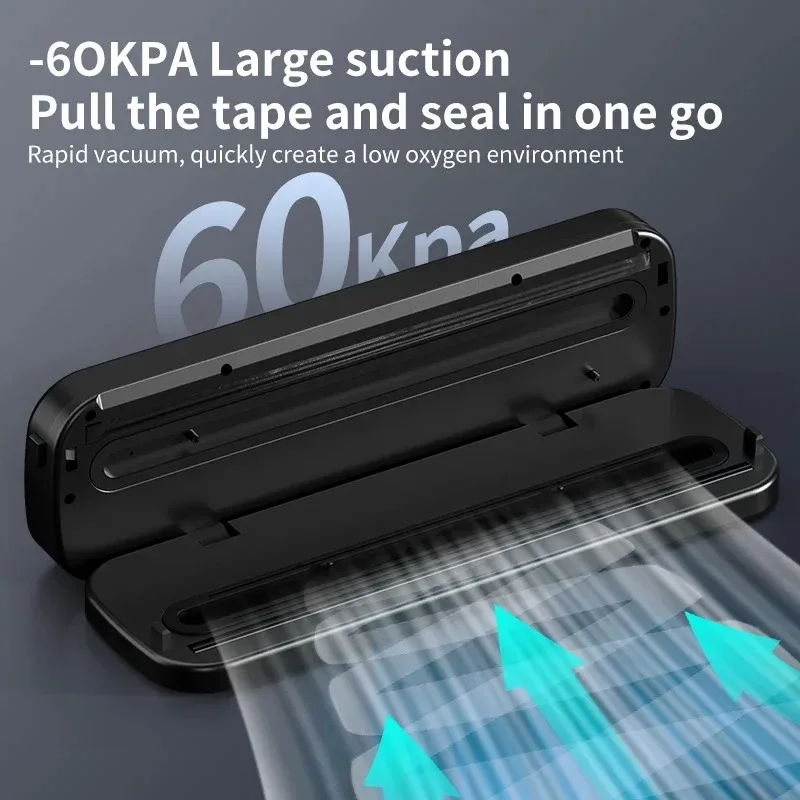 BIESUO Electric Vacuum Sealer Dry Wet Food Sealing Packaging Kitchen Food Sealing Convenient Smart Touch Key Built-in Cutter