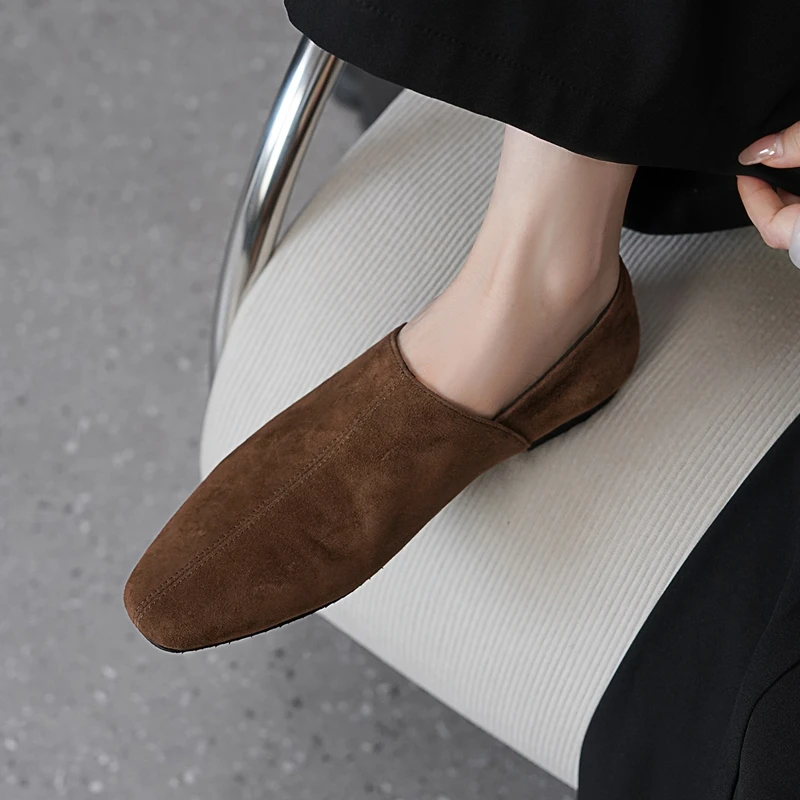 2026 Women's Genuine Leather Round Toe Slip-on Flats Loafers High Quality Soft Comfortable Casual Female Daily Shoes for Woman