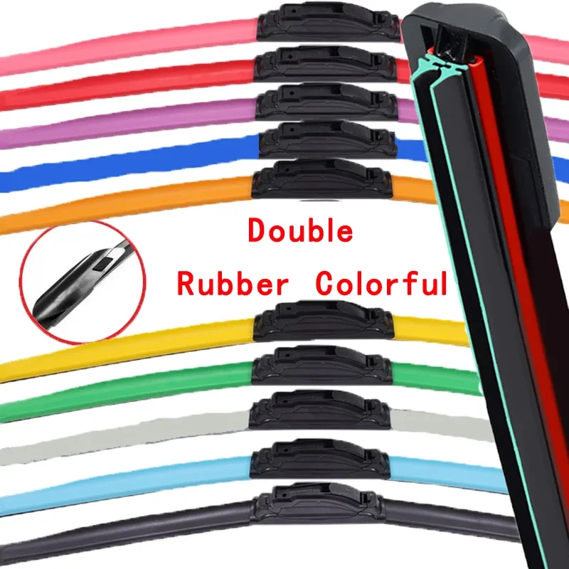 

Colorful AERO CLIP Car Windshield Wiper blades Universal Soft Double layer Rubber Frameless Bracketless 16" 19" 20" 22" 24"26"