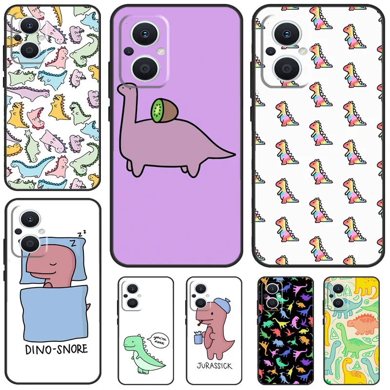 Fun Dinosaur Pattern Dino Funda For OPPO Reno 5Z 4Z 2Z 8T 4 5 6 7 8 Lite 10 Pro OPPO Find X6 Pro X2 X3 X5 Lite Case