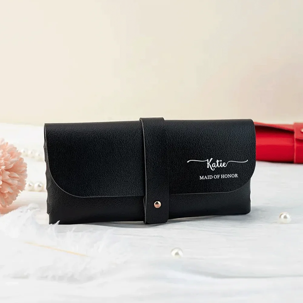 Customized Personalized Unisex Stud Buckle Leather Glasses Bag Protective Case Portable Sunglasses Case Accessories Fashion Gift
