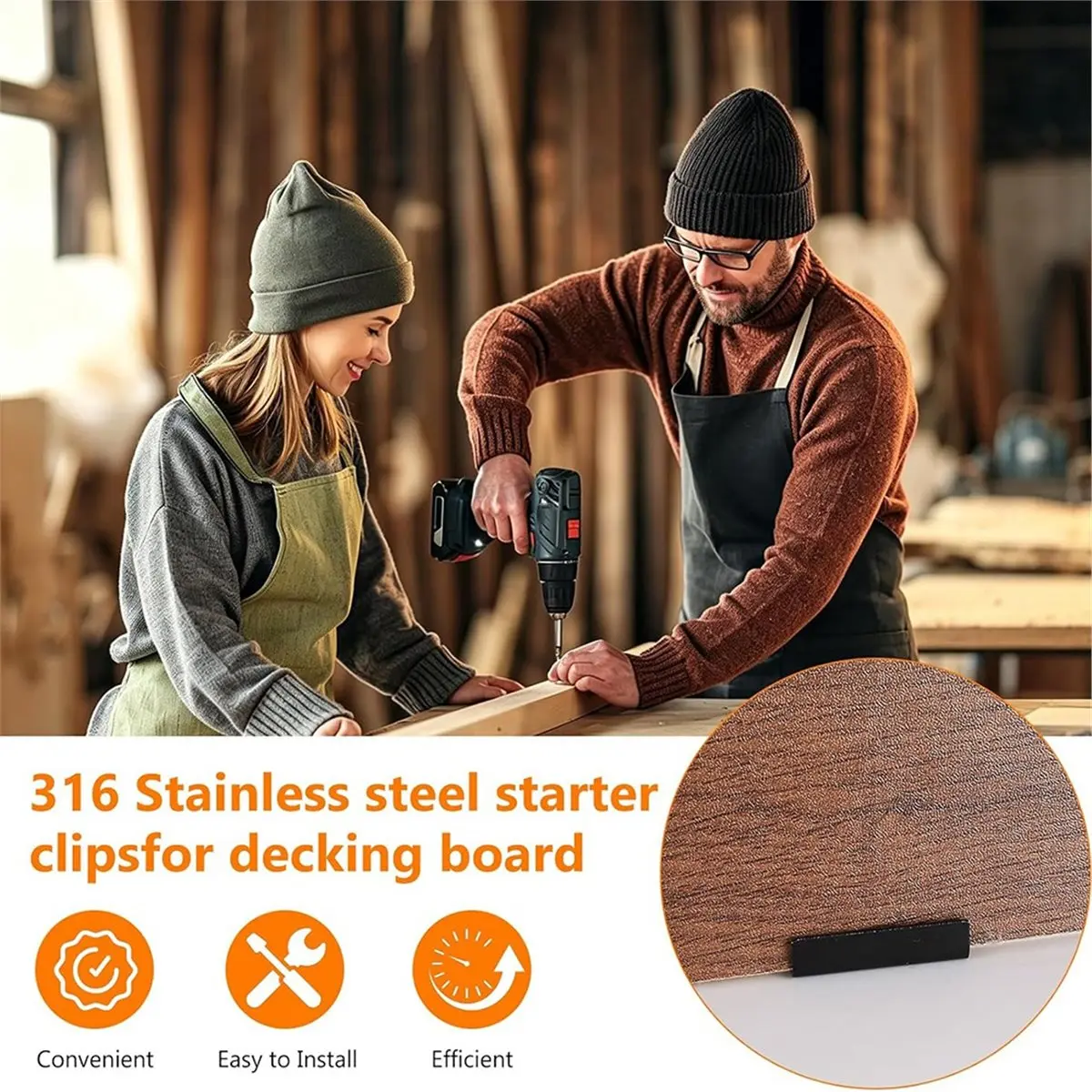 45 Pcs Composite Decking Clips for Decking Fixings with Screws for Easy Installation