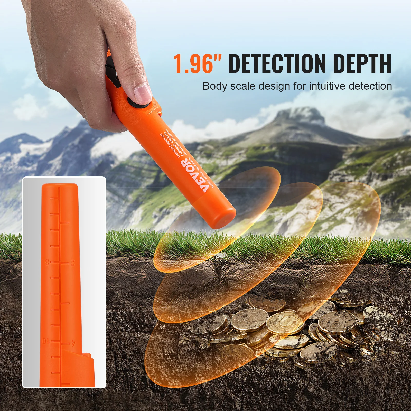 VEVOR Metal Detector Pinpointer IP66/IP68 Waterproof Handheld Pin Pointer Wand 1.96\