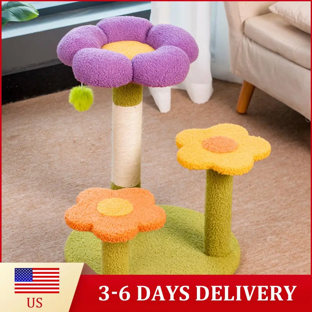 

Многофункциональная 3-уровневая лесенка-когтеточка для кошек в форме цветка: милая кошачья башня для игр и отдыха