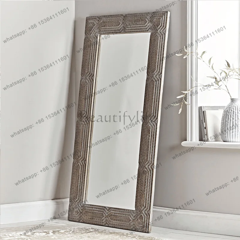 Chinese square full-length mirror retro floor-to-ceiling home bedroom full-length mirror