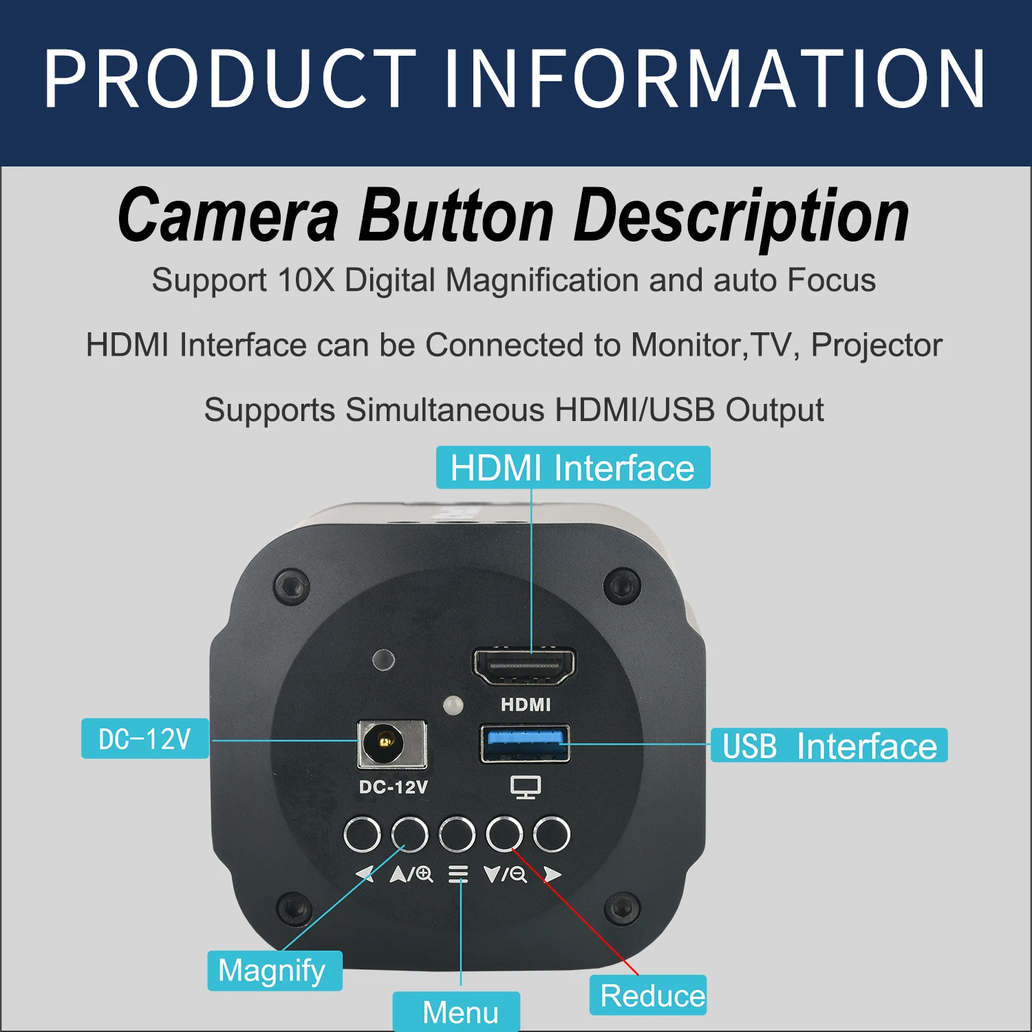 Cámara de transmisión en vivo con enfoque automático KOPPACE HD con salida síncrona HDMI/USB de 2 millones de píxeles amplificación Digital 10X
