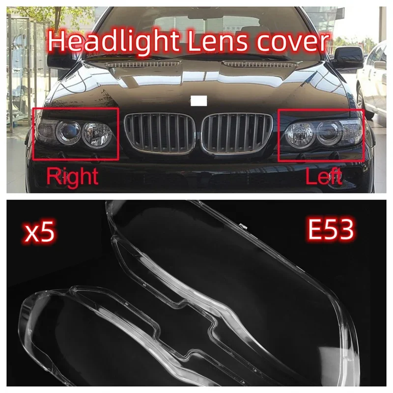 Headlight Glass Headlight Lens Cover Car Accessories Replacement For BMW X5 E53 2004-2007