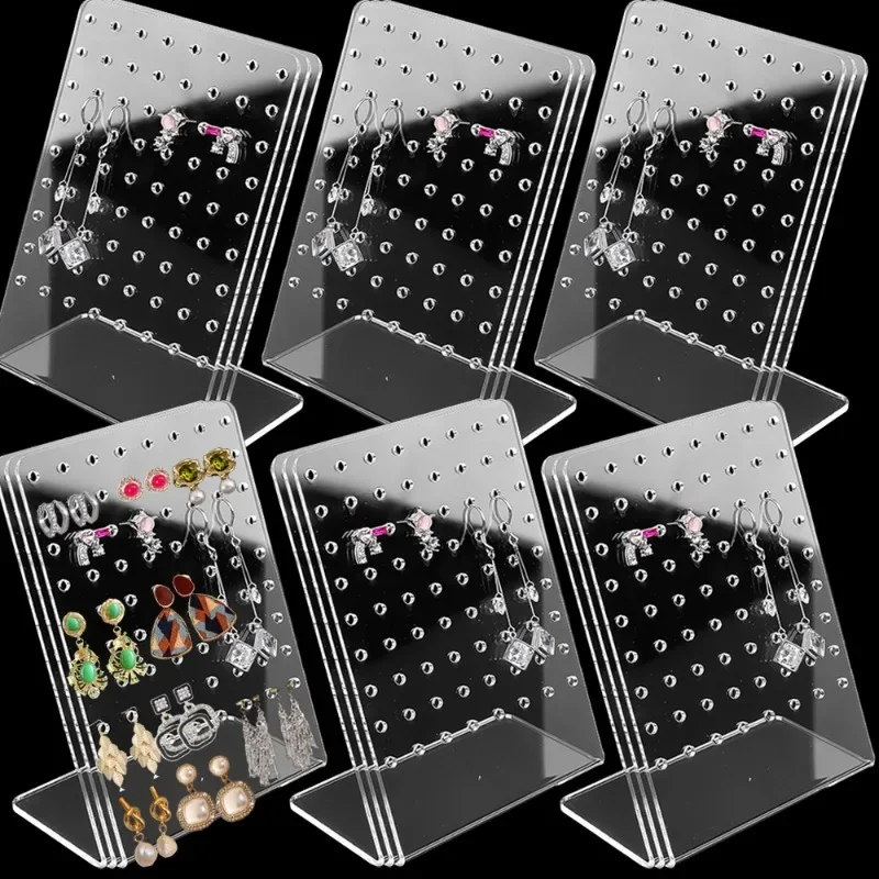 

72 Holes Earrings Display Holders Transparent Acrylic Ear Studs Necklace Jewelry Storage Display Rack Portable Clear Organizer