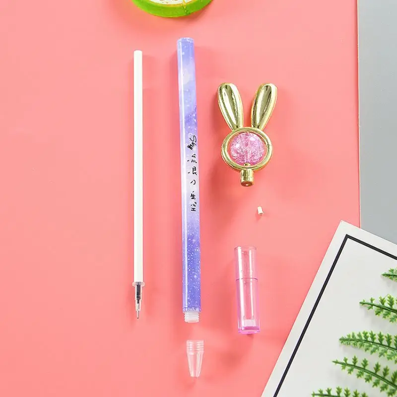 4 Pieces Stationery Cute Cartoon Rabbit Crystal Gel Pen Creative