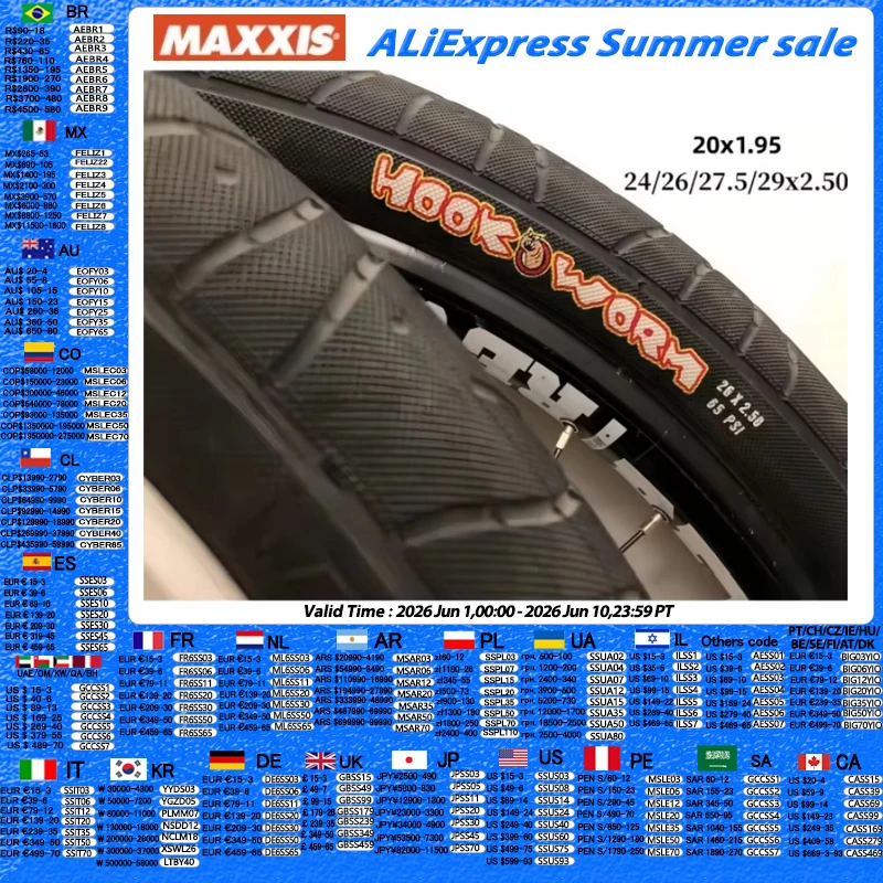 1 pièces MAXXIS HOOKWORM pneu d'assaut Rrban d'origine pour vélos cargo pédicats plat/pARK/STREET/VERT pneu de vélo pneus de vélo BMX
