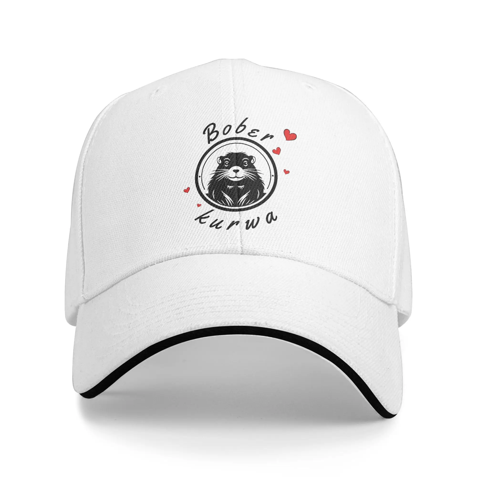 Бейсбольная кепка Bober Kurwa Sun Cute Beaver with Red Hearts Spring y2k Крутые шляпы в стиле хип-хоп для женщин и мужчин Kpop Rock Бейсбольные кепки
