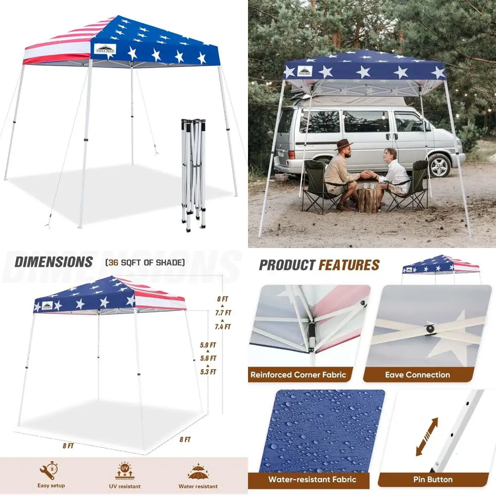 

8x8 Instant Pop-Up Canopy Tent for Outdoor Beach Sports Shelter Easy Setup Slant Leg Folding Portable Shelter 8x8