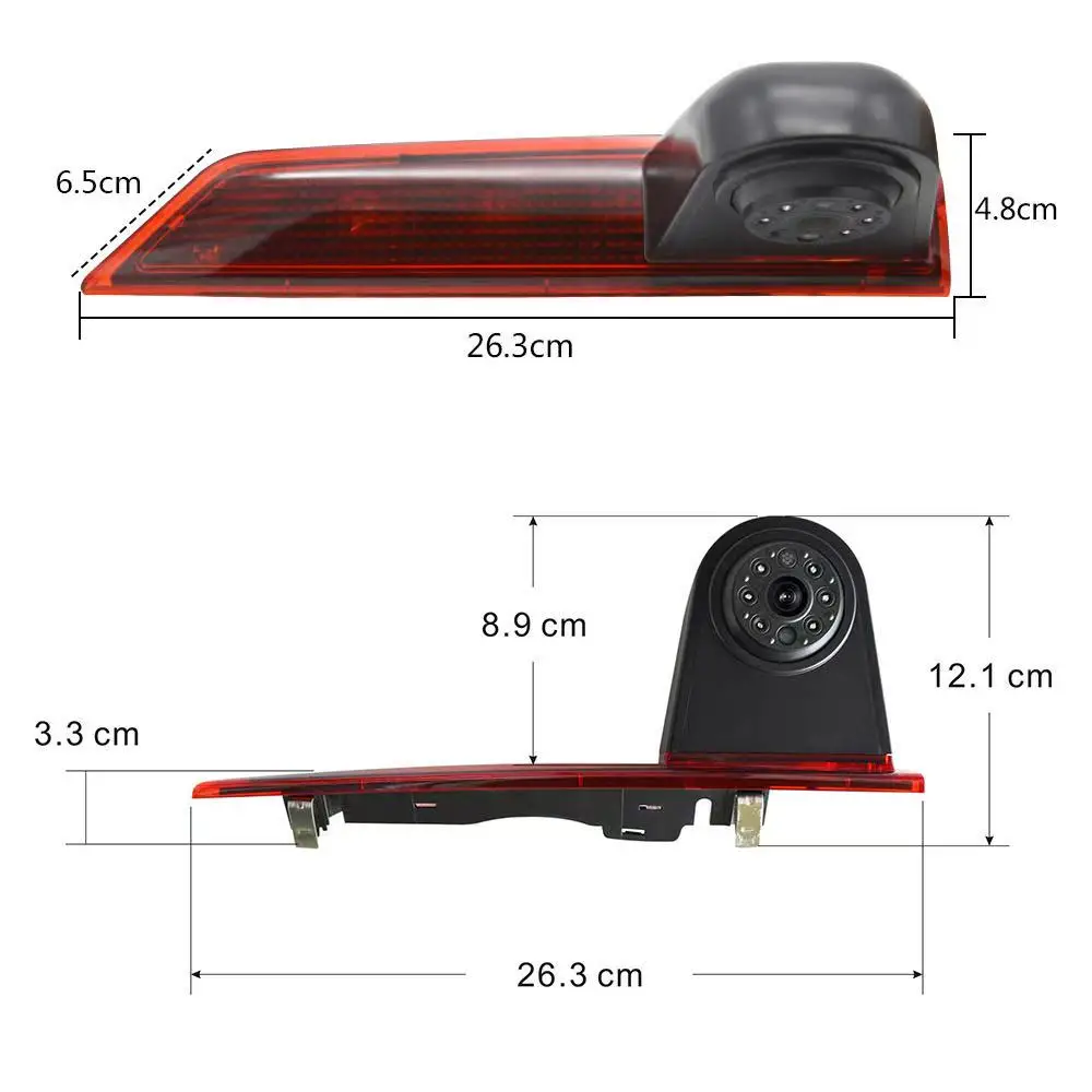3rd Brake Light Rear View Camera Night Vision Backup Camera IP68 Waterproof Replacement Fit for Ford Transit Custom 2015-On