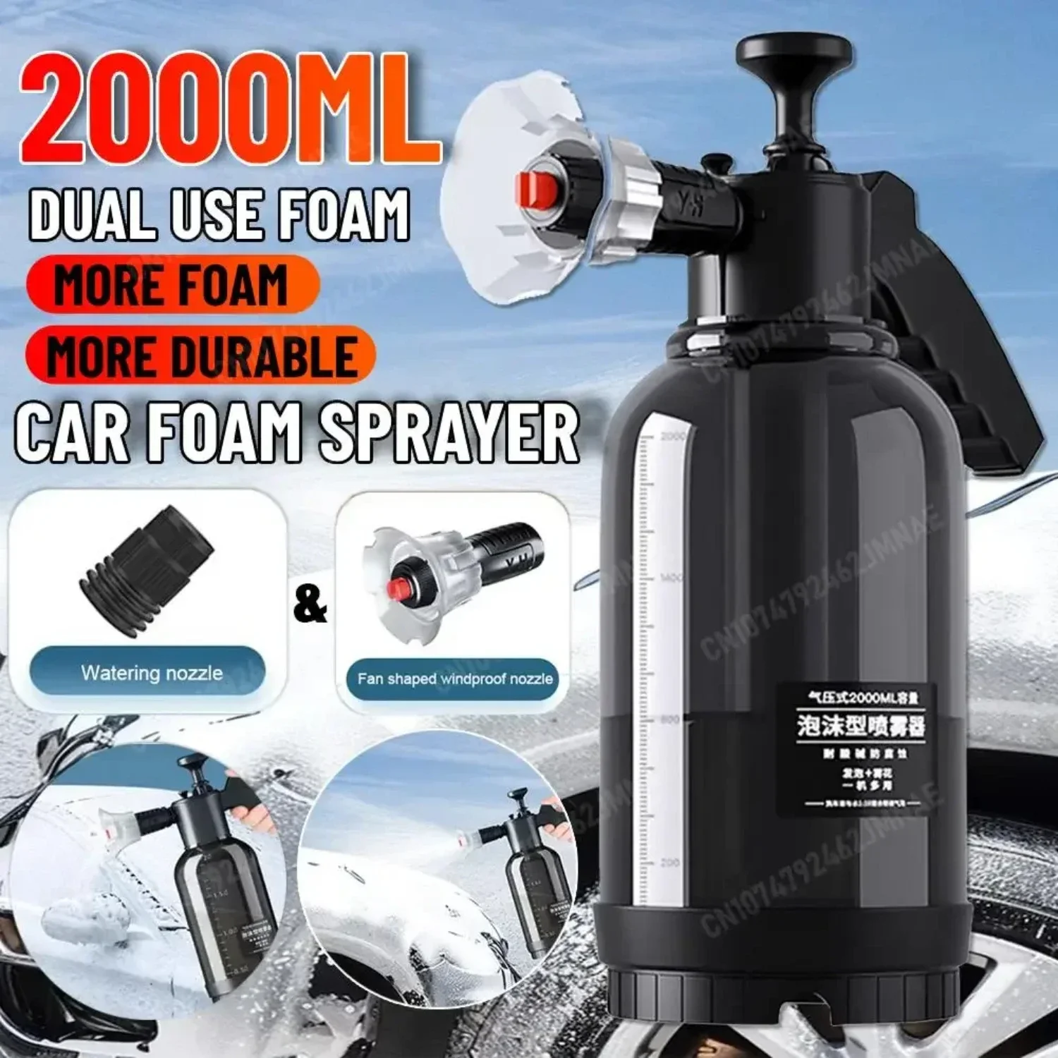 2L Foam Sprayer Car Wash Hand-held Foam Watering Can Air Pressure Sprayer Plastic Disinfection Water Bottle Car Cleaning Tools