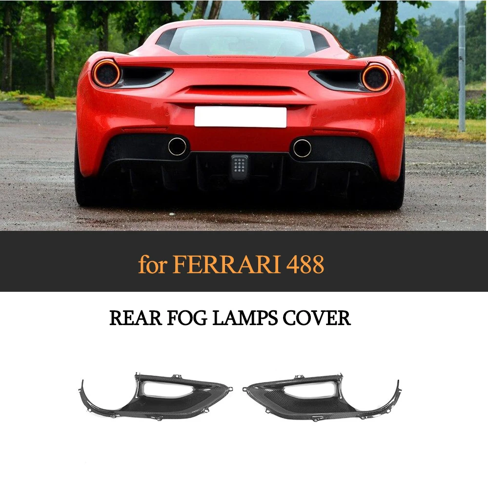 Dry Carbon Fiber Rear Lights Lamp Cover Sticker Fit For 2015-2017 Ferrari 488 Rear Lights Cover