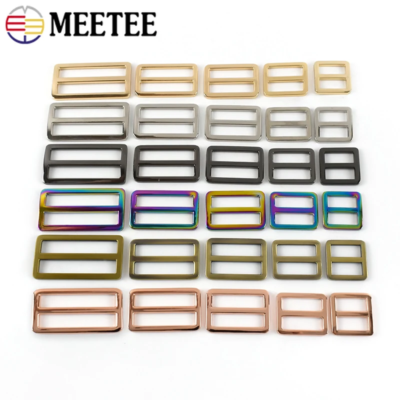 

5/10Pcs 16-50mm Metal Strap Buckle Bags Webbing Tape Tri-Glide Slider Clasp Garment Adjust Belt Buckles DIY Sewing Accessories