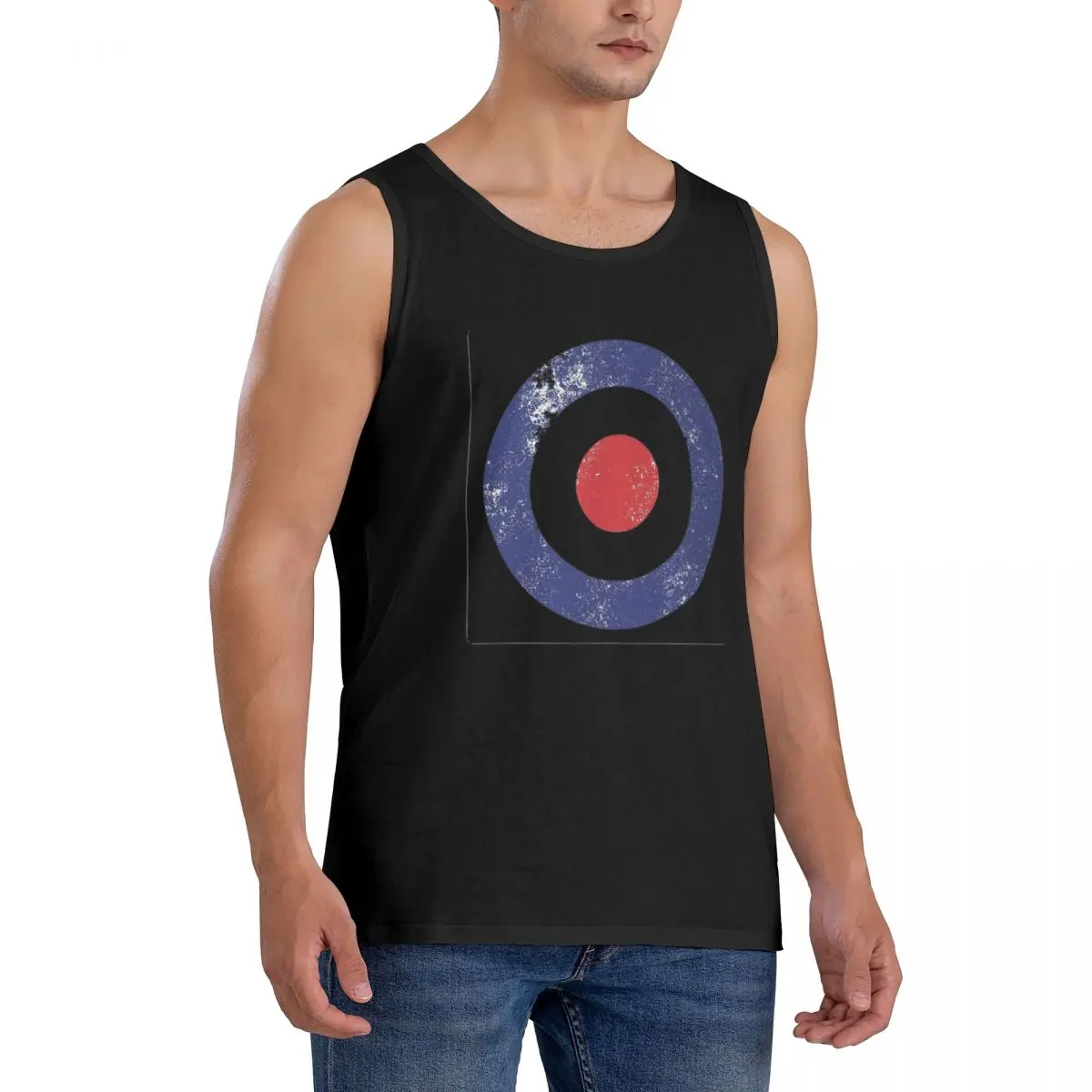 100% Cotton RAF Type D Roundel-Mod Target Sleeveless T-Shirt Men Workout Sports Clothing Tops Men's Crew Neck Vest