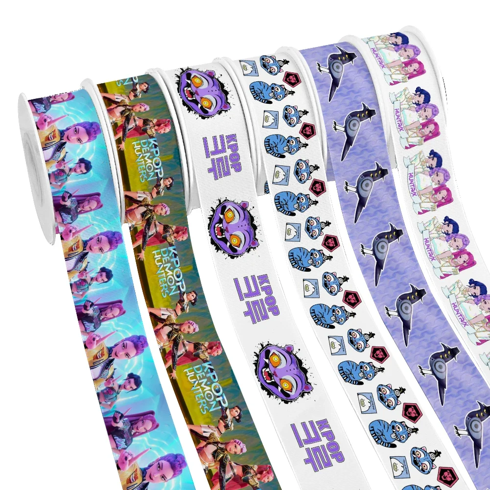 5 ياردة جديد الكرتون K البوب هنتر الطباعة Grosgrain الشريط لتغليف الشعر القوس DIY بها بنفسك الديكور هدية التعبئة